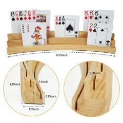 LotFancy Playing Card Holder for Kids Adults, 4Pcs, 3 Tiers, Hands Free Curved Wooden Card Holder