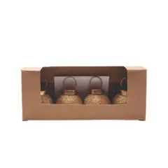 Storied Home 4-Piece Glass Beaded Ball Ornament Place Card/Photo Holders with 12 Paper Cards, Multicolor