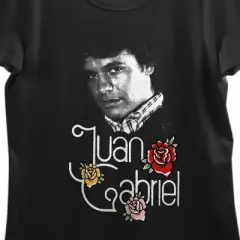Juan Gabriel Vintage Rose Art Crew Neck Short Sleeve Women's Black T-shirt