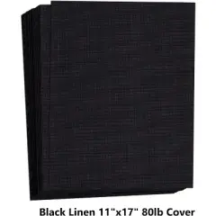 Hamilco Black Linen Textured Cardstock Thick Paper - 11 x 17" Heavy Weight 80 lb Cover Card Stock - 25 Pack