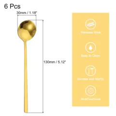 Unique Bargains Stainless Steel Mini Tea Dessert Coffee Spoons 6 Pcs