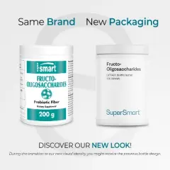 SuperSmart Fructo Oligosaccharides Powder (Prebiotics FOS) - Oligofructose Inulin - Fiber Supplement | Non-GMO & Gluten Free - 200 g