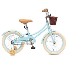 Itopfox Girls Bike with Basket, Kids Bicycle for 3-13 Years, Includes Coaster & Caliper Brakes, Training Wheels & Kickstand, Soft Grips & Bell