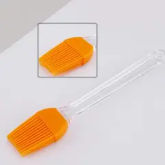 Unique Bargains Kitchen Hard Plastic Handle Silicone Basting Brush Orange