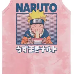 Naruto Classic Naruto Eating Ramen Crew Neck Sleeveless Light Pink Cloud Wash Men's Tank Top
