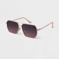 Women's Metal Angular Aviator Sunglasses - A New Day&trade; Rose Gold