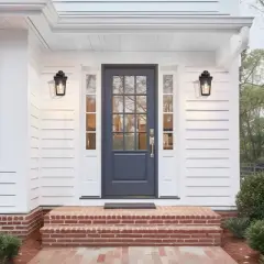 LNC 12" Metal/Glass Cage Modern Iron Outdoor Wall Light Matte Black: Waterproof, PIR Motion Sensor, Dusk to Dawn Photocell Control