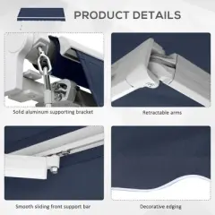 Sapphtopaz 10' x 8' Retractable Awning Manual Patio Awnings Sunshade Shelter UV & Water-Resistant with Manual Crank Handle