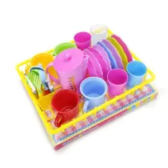 Insten 28 Piece Play Dishes for Kids Kitchen Wash and Dry Tea Playset