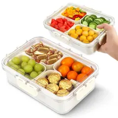 Cheer Collection Airtight 4 Compartment Modular Food Container with Removable Nesting Cups