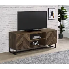 Myles 2 Door TV Stand for TVs up to 65" Rustic Oak Herringbone - Coaster