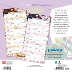 BrownTrout Mom's Family Planner 2026 12"x24" Hanging Square Wall Calendar Plastic-Free