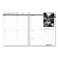Black-on-White Photo Weekly Appointment Book, Landscape Photography, 11 x 8.5, Black Cover, 12-Month (Jan to Dec): 2026
