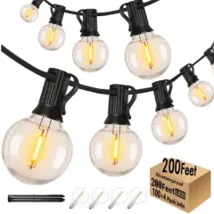 Itopfox Outdoor String Lights Waterproof 200FT with 100+4 Shatterproof LED Edison Bulbs for Party Backyard Gazebo Pergola Cafe, 2Pack x 100ft