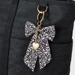 Heart and Leopard Bow Bag Charm - A New Day&trade; Brown