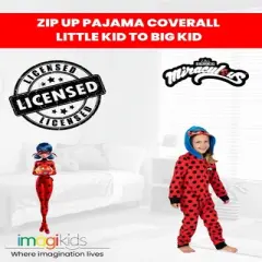 Miraculous Ladybug Girls Zip Up Pajama Coverall Little Kid to Big Kid 