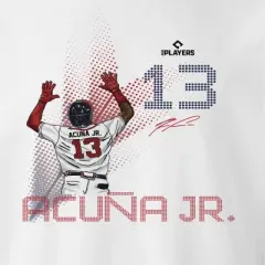 MLBPA Men's Acu&ntilde;a Jr Pw Licensed Mlb Players Atlanta Braves Mlb  Baseball Ronald Acu&ntilde;a Jr. Long Sleeve Graphic Cotton Pullover Sweatshirt - White S