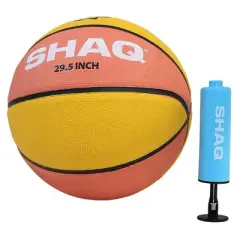 SHAQ Composite Basketball 29.5" Deflated with Mini Pump Mens Basketball Indoor Outdoor Basketball Size 7 Basketball SHAQ Youth Basketball Equipment