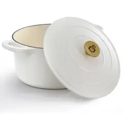 Crockpot Artisan 6 Quart Enameled Cast Iron Dutch Oven with Gold Handle