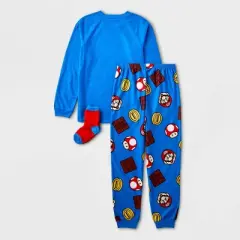 Boys' Super Mario Kart 2pc Pajama Set with Socks - Blue