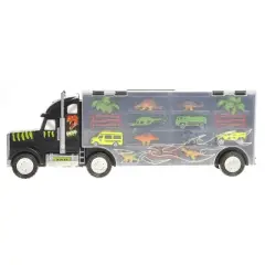 Link Worldwide Ready! Set! Play! 22" Transport Carrier Truck, Toy Includes Dinosaurs, Cars, And Helicopter