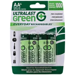 Ultralast&reg; Green Everyday Rechargeables AA NiMH Batteries, 4 pk in Multicolored
