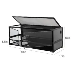 REPTI ZOO 64 Gallon Tempered Glass Reptile Large Terrarium Tank with Black PVC Back Panel