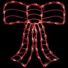 Northlight Lighted Bow Christmas Window Silhouette Decoration - 14" - Red