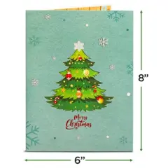 Paper Love 3D Christmas Tree Pop Up Christmas Card, 100% Recycled and Eco-Friendly, 8" x 6" Cover - With Note Tag
