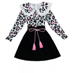 Girls Lovely Diva Leopard Heart Skirt Set - Mia Belle Girls