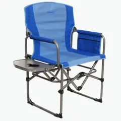 Kamp-Rite KAMPCC406 Compact Director's Chair Outdoor Furniture Camping Folding Sports Chair with Side Table and Cup Holder, Blue (2 pack)