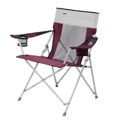 Core Portable Heavy-Duty Folding Chair with Cooling Mesh Back and Carrying Storage Bag for Outdoor Sporting Events or Camping Trips, Wine (2 Pack)