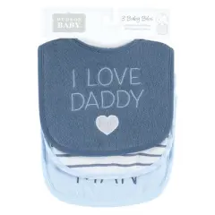 Hudson Baby Infant Boy Fiber Filled Drooler Bibs 3pk, I Love Daddy Coronet Blue, One Size