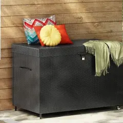 Bigget Outdoor 230 Gallon Steel Wicker Patio Deck Storage Box