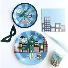 Anna + Pookie 20ct Green Superhero Disposable Paper Party Napkins