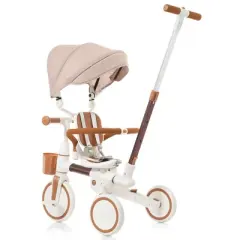 LOVSON 7-in-1 baby tricycle, equipped with removable push bar and footrest, sun canopy, safety guardrail, (suitable for babies aged 1-6 months)