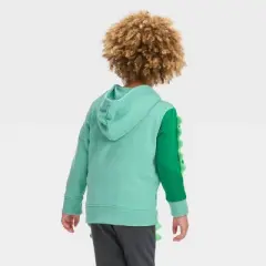 Toddler Boys' Dinosaur Printed French Terry Zip-Up Hoodie Sweatshirt - Cat & Jack&trade; Aqua Green