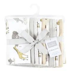 Hudson Baby Cotton Flannel Burp Cloths, Neutral Safari World 10-Pack, One Size