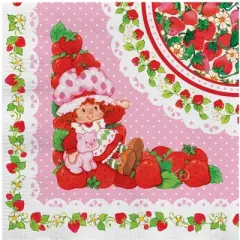 Treasures Gifted Strawberry Shortcake Napkins - 6.5in x 6.5in Disposable Paper Napkins - Strawberry Shortcake Birthday Party Supplies