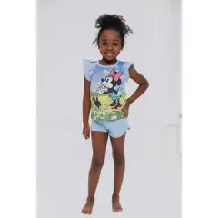 Disney Minnie Mouse Lilo & Stitch Little Mermaid Ariel Floral Baby Girls T-Shirt and French Terry Shorts Outfit Set Infant