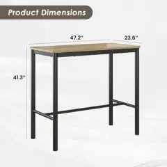 GlasFlength Bar Table，Industrial Modern Bar Table with Sturdy Metal Frame, Easy Assembly, Brown, 47.2"*23.6"*41.3"