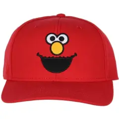 Sesame Street Adult Elmo Face Embroidered Design Snapback Baseball Cap Hat OSFM Red
