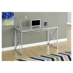 Chrome Metal Computer Desk - Dark Taupe - EveryRoom