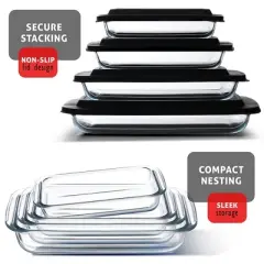 Joytable Baking Pans Set, Glass Food Storage Containers with Lids, Glass Baking Dishes for Oven