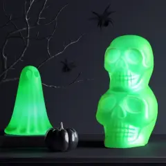 Plastic Blacklight Glow Stacked Skulls Figurine - Hyde and EEK! Boutique&trade; Neon Green
