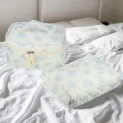 Unique Bargains Women's Quilted Makeup Bag Large Capacity Cosmetic Bag White 2 Pcs