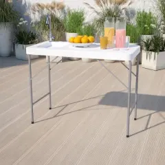 Emma and Oliver 4-Foot Portable Fish Cleaning Table / Outdoor Camping Table and Sink