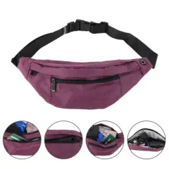 Unique Bargains Crossbody Fanny Pack with 4 Pockets Purple 1 Pc
