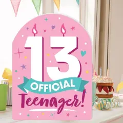 Big Dot of Happiness Girl 13th Birthday - Happy Birthday Giant Greeting Card - Big Shaped Jumborific Card