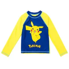 Pokemon Pikachu Rash Guard Swim Shirt Little Kid to Big Kid 